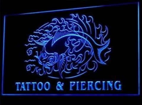 Tattoo & Piercing Japanese Koi Fish LED Neon Sign